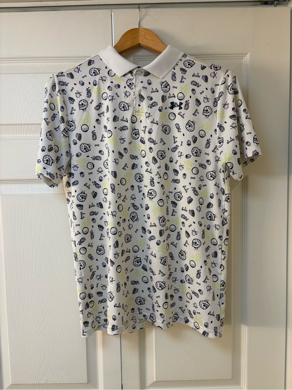 Under Armour White Printed Polo Shirt with Subtle Yellow Accents